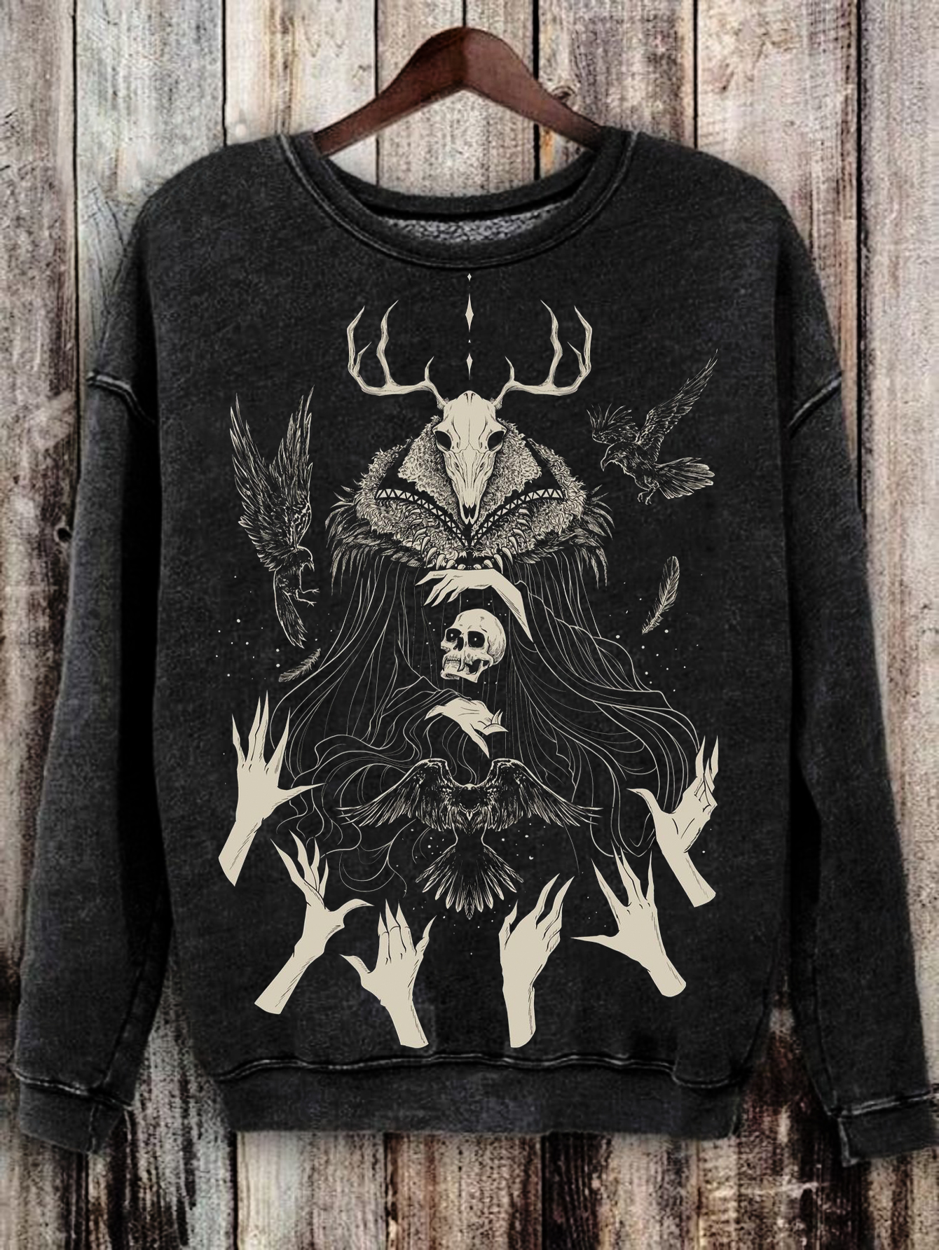 Unisex Satan Devil Print Casual Crew Neck Sweatshirt / Rvogue / Rvogue