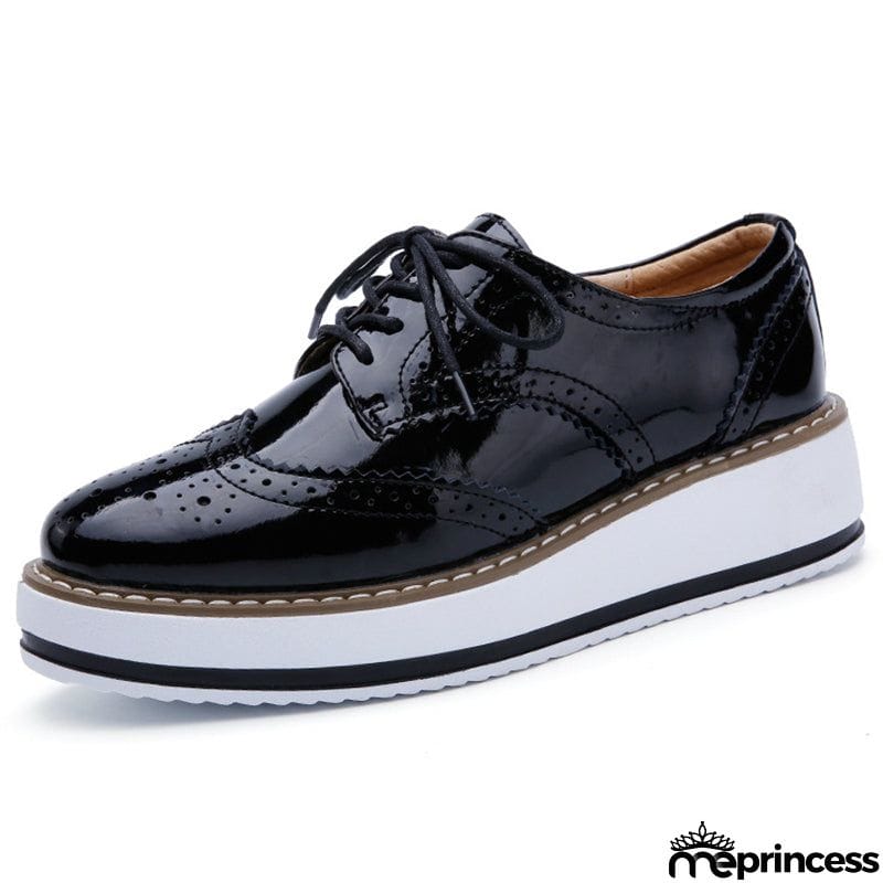 London Style Campus Thick Outsole Cow Leather Women Loafers