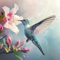Blue Hummingbird Grace - Diamond Painting