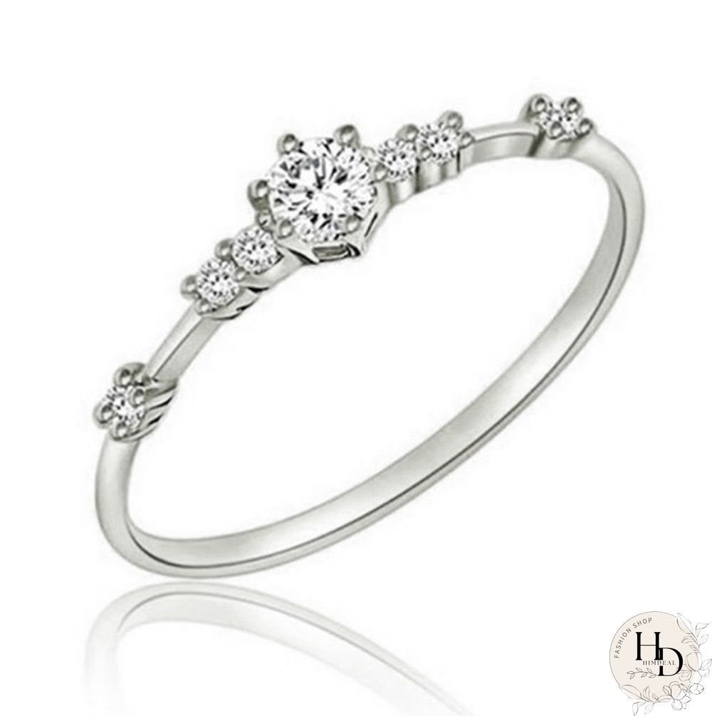New 18k Yellow Gold 7 Small Diamonds Exquisite Ladies Engagement Diamond Ring Jewelry Ring (4-11)