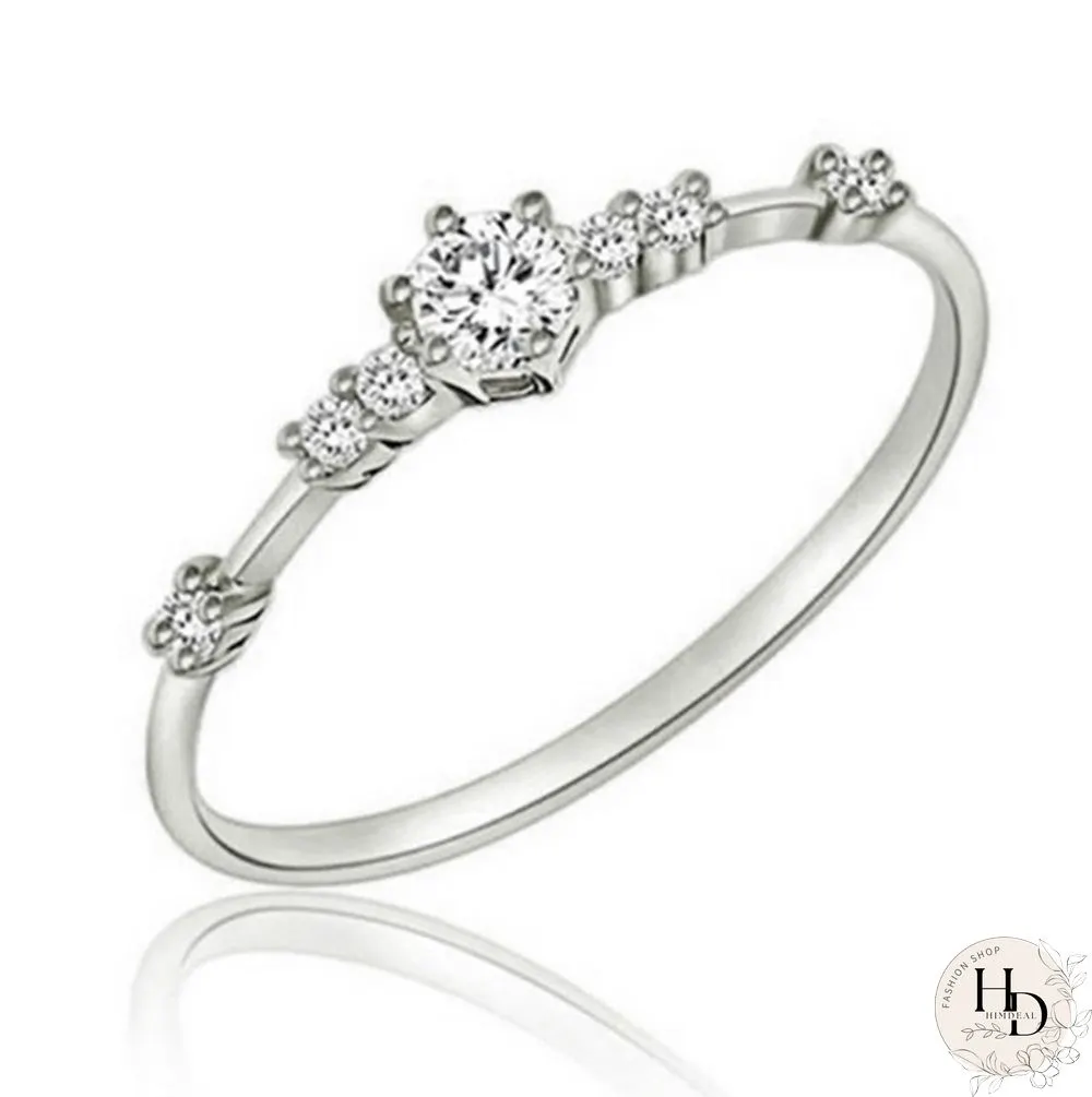New 18k Yellow Gold 7 Small Diamonds Exquisite Ladies Engagement Diamond Ring Jewelry Ring (4-11)