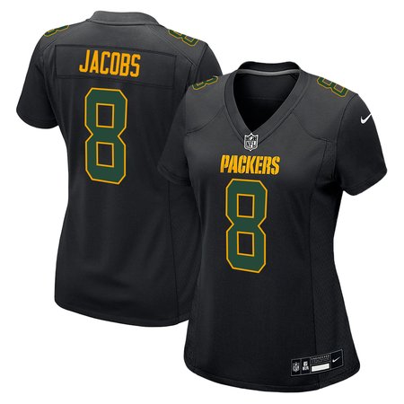 Women's Green Bay Packers #8 Josh Jacobs  Carbon Black Fashion Game Jersey