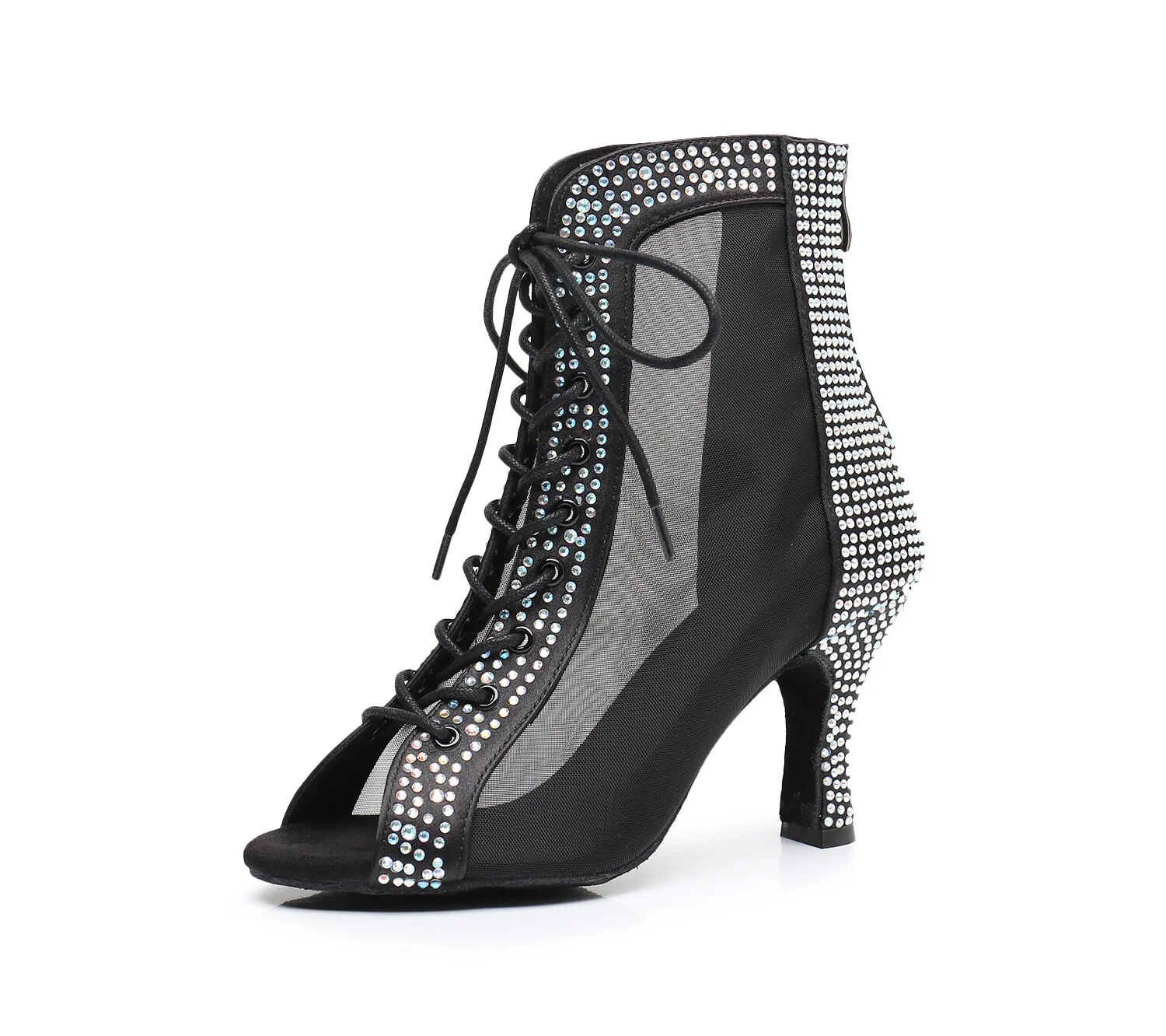 VCshoes Black Latin Dance Shoes The Reticular Ventilation Indoor Soft Bottom Stage Performance Boot Jazz Tango Modern Party Sandals