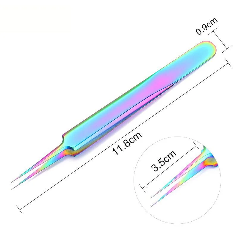 Straight Nail Tweezers with Silicone Pressing Head for 3D Sticker Rhinestones Water Sticker Picker Nails Tools Stainless Steel-Nail Inspo