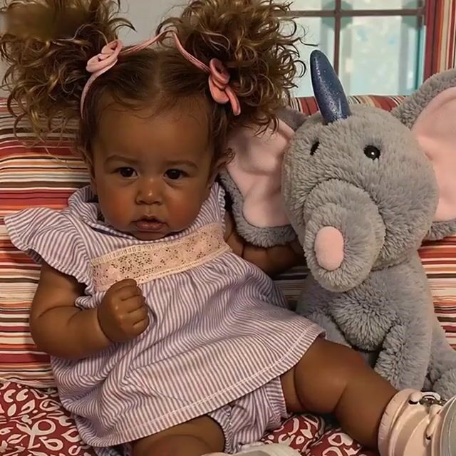 Realistic African American 12'' Handmade Vivienne Adorable Cute Black Real Life Mini Reborn Baby Girl Doll With Curly Long Hair