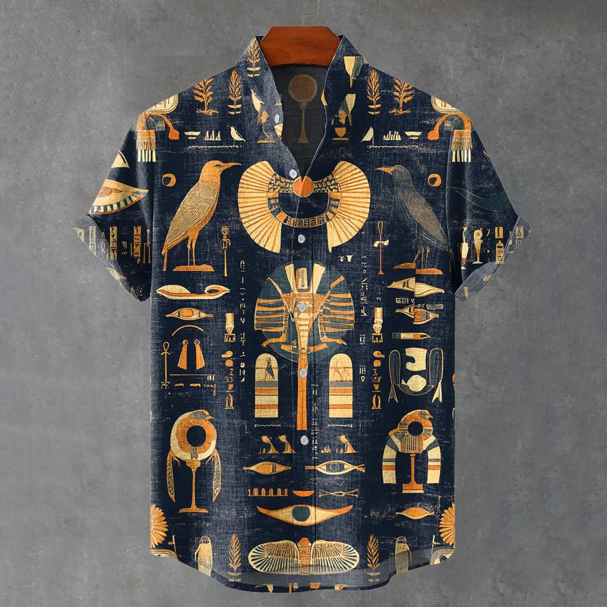 Vintage African Abstract Pattern Retro Print Casual Cotton Shirt