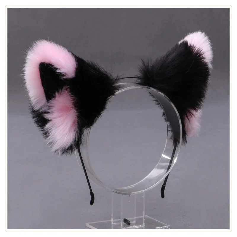 Billionm OJBK Fox Ear Headband Anime Cosplay Beast Ear Wolf Ears Girls Kawaii Handmade Plush Animals Hair Hoop Cute Cat Hair Accessories