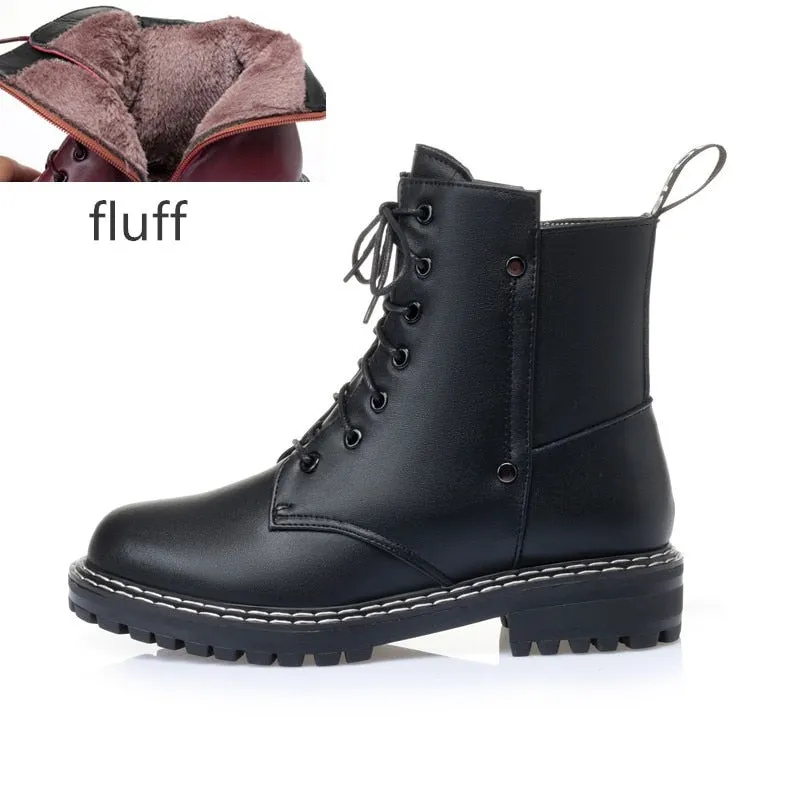 AIYUQI Women's Winter shoe Boots 2021 New Genuine Leather Ladies Short Boots Wool Warm Non-slip Student Women's Ankle Boots