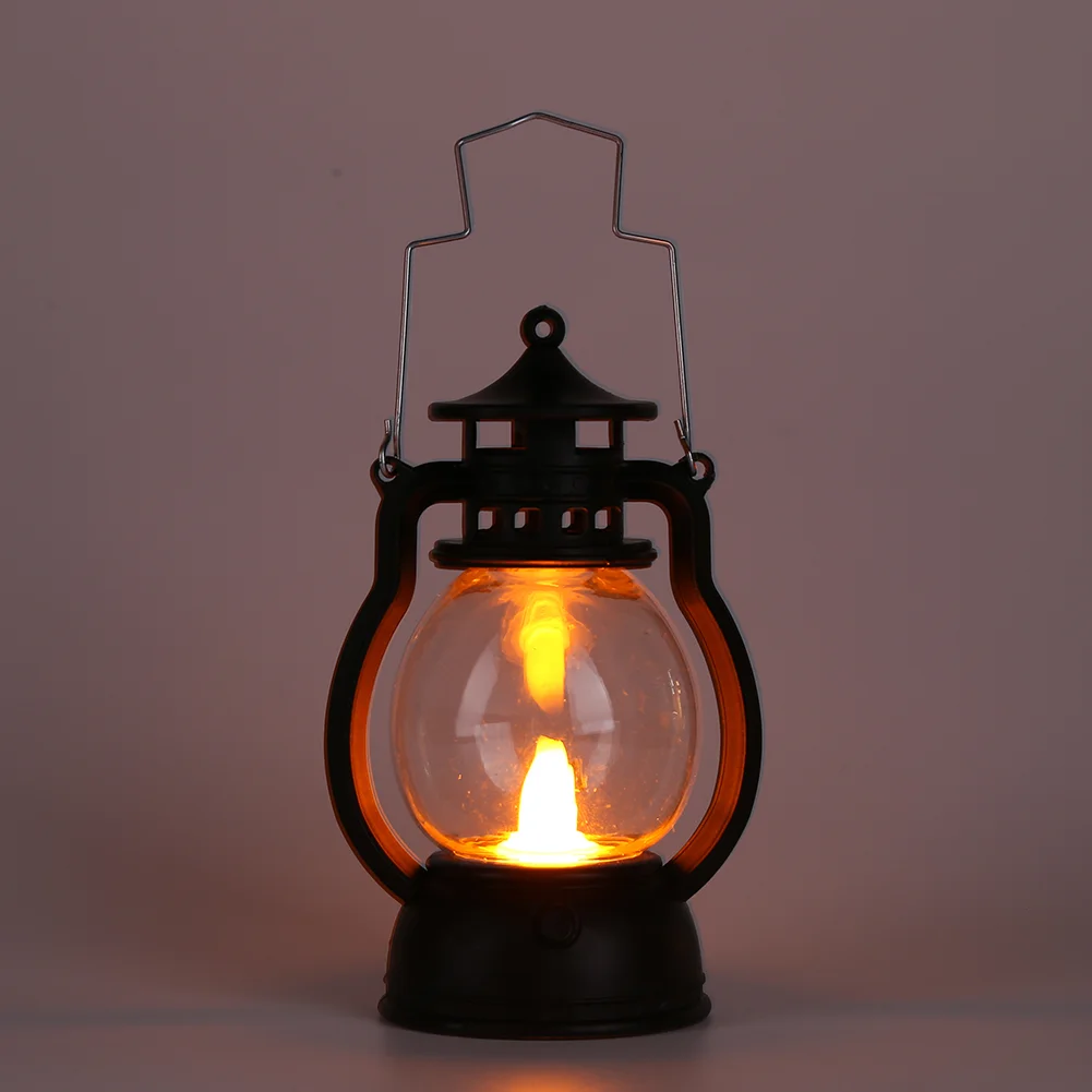 Retro Classic Kerosene Lamp Portable LED Lantern Lights Antique Decor (A)