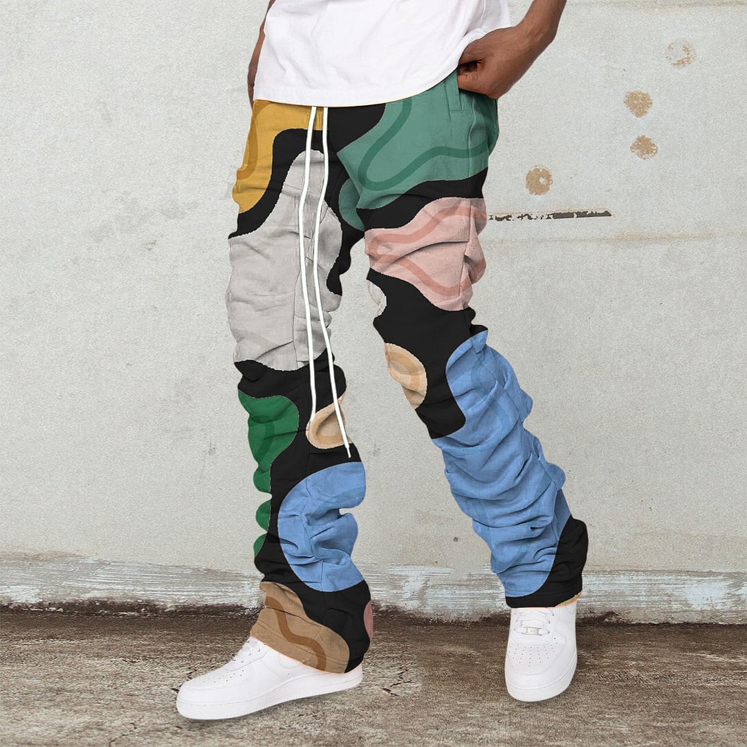Retro Contrasting Trendy Brand Pile Street Pants