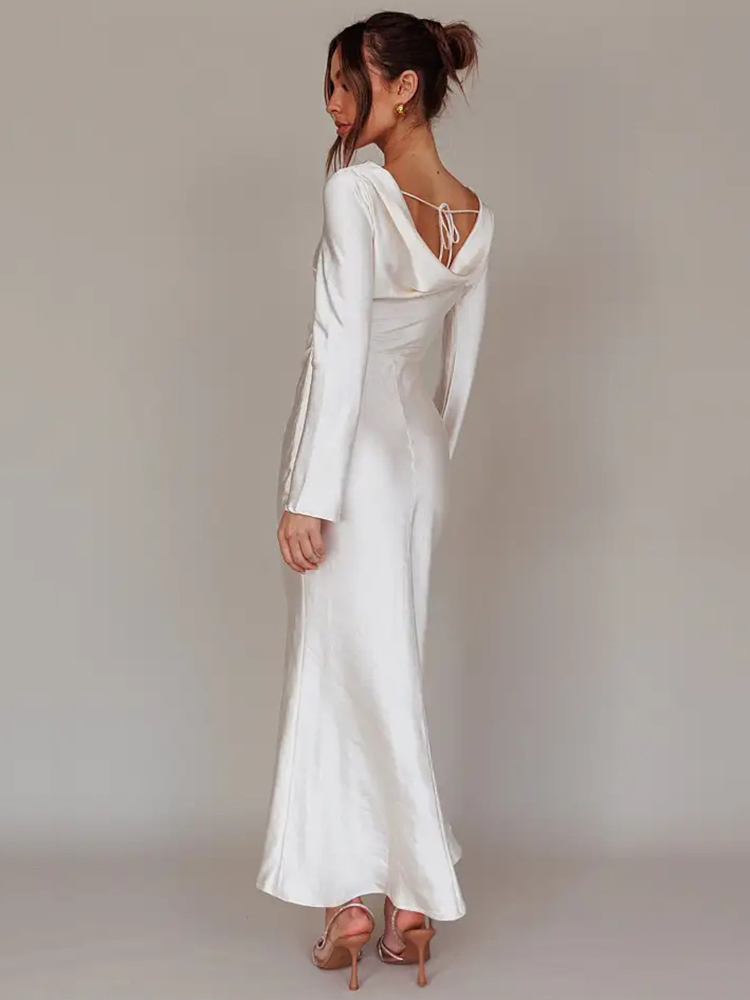 Bodycon Long Sleeve Women's Dress Party Club Evening Dress Female Slim Fit Round Neck Solid Long Dress Autumn New 2025