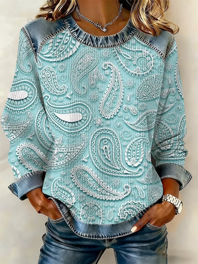 Women's Casual Print Long-Sleeve Sweatshirt 