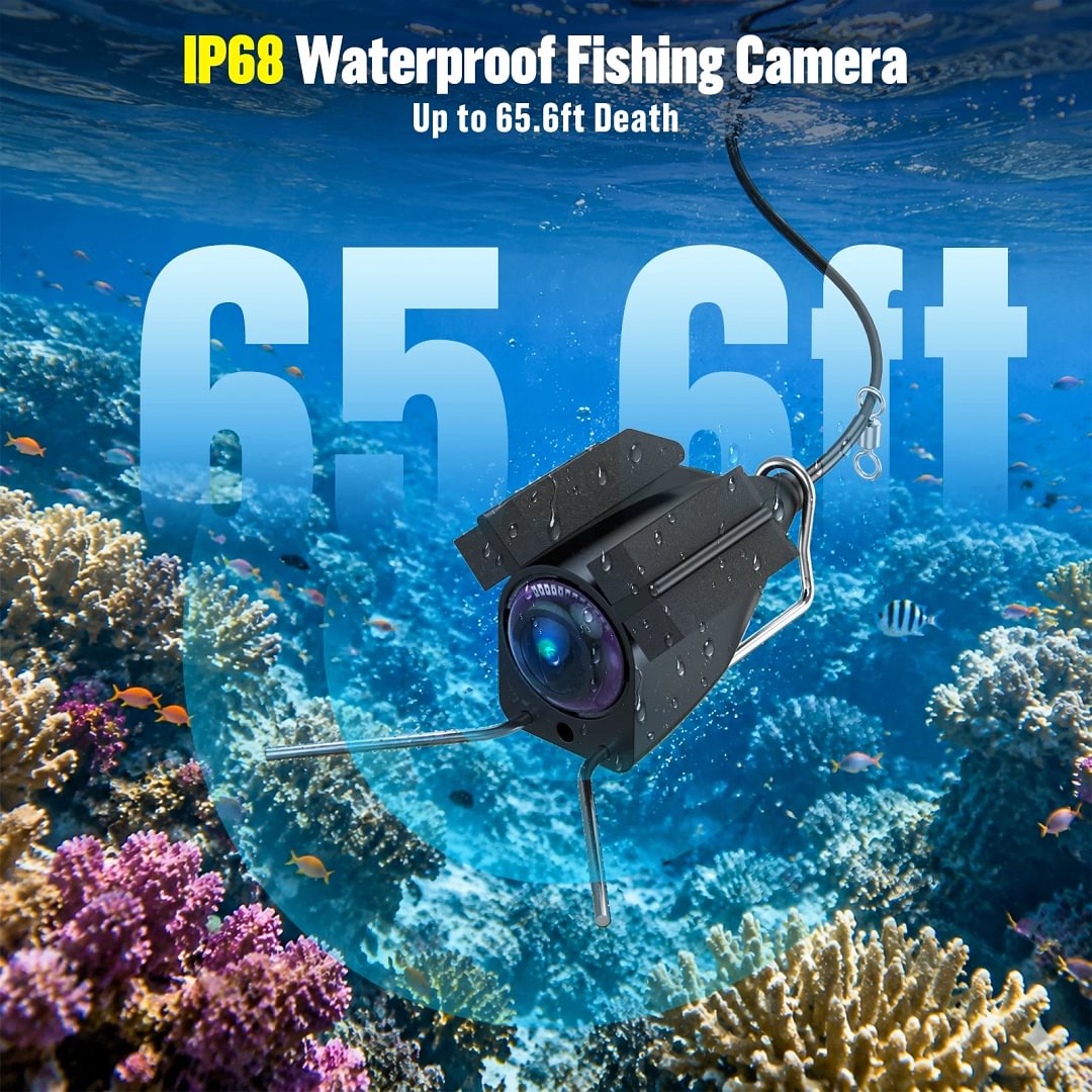 BEBANG 7" IPS Underwater Fishing Camera, 10MP 220&deg; Fish Finder with 12 IR Lights, 10000mAh Battery, 66FT Cable Reel, IP68 Waterproof for Ice, Lake & Boat Fishing