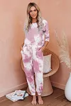 Tie-dye Printed Long-sleeved Trousers Split Casual Suit