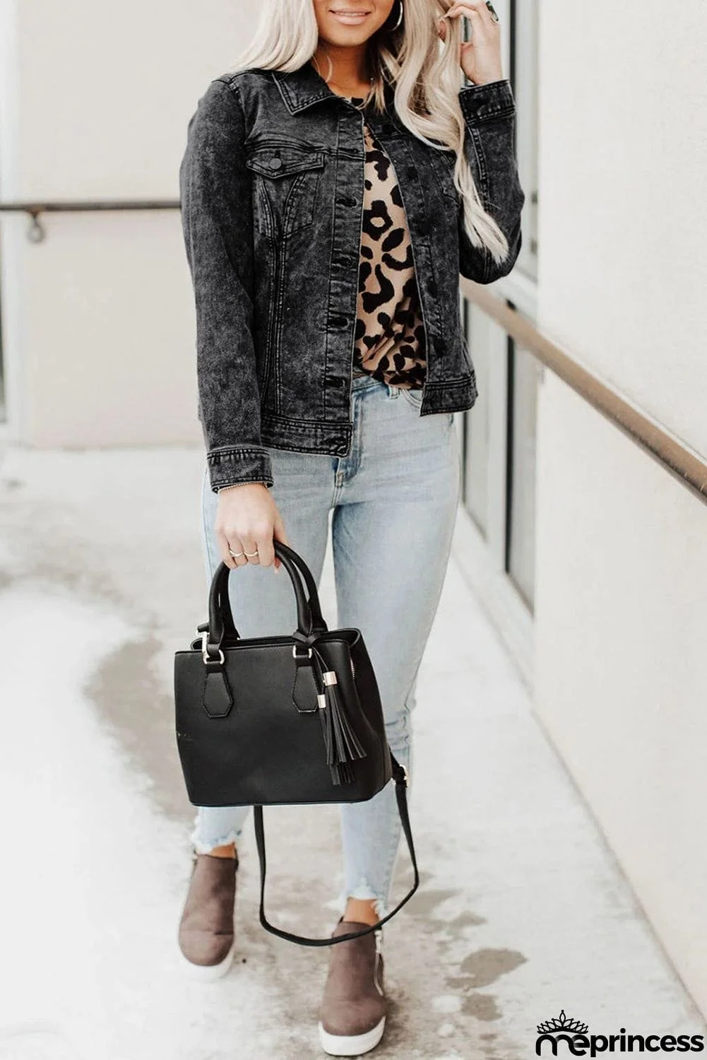 Wash Button Pocket Denim Jacket