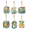 6PCS Diamond Painting Double Sided Nature and Animal Keychain Pendant