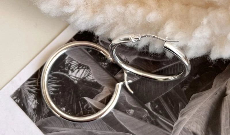 1 Pair 925 Sterling Silver Solid Color Earrings