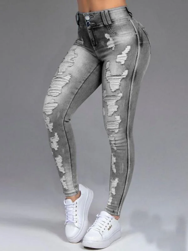 Women's Jeans Ripped Thin Stretch Slim Jeans