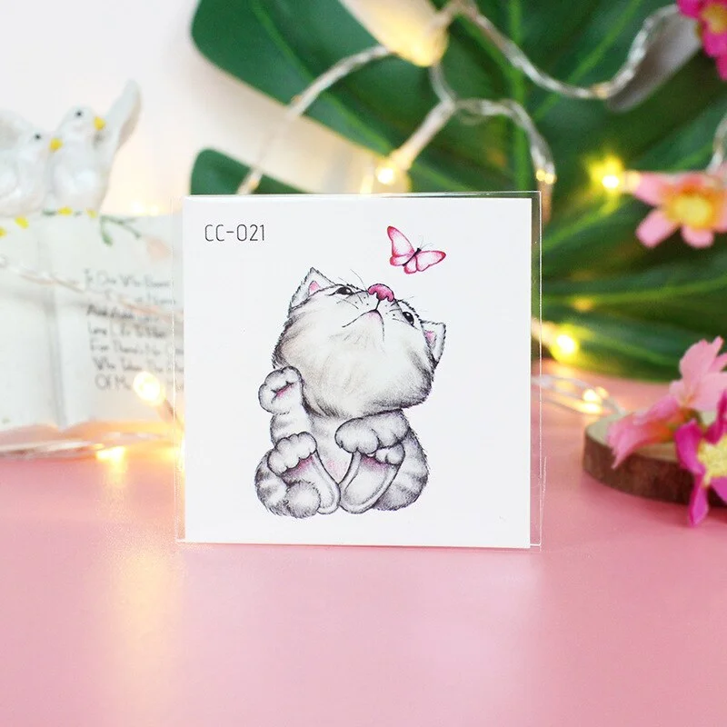 Cartoon Cat and Dog Face Stickers Tattoo Stickers Waterproof Girl/Child Cute Makeup Stickers Small Tattoo Pet Temporary Tattoos