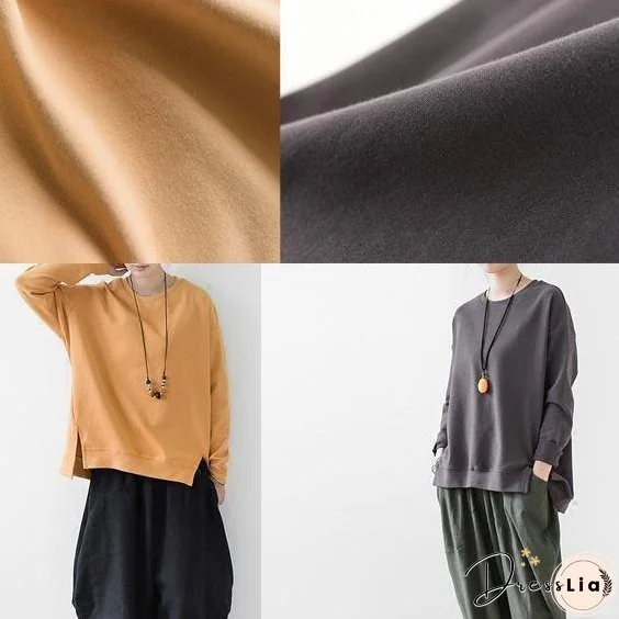 Grey cotton sweat shirt womens cotton top