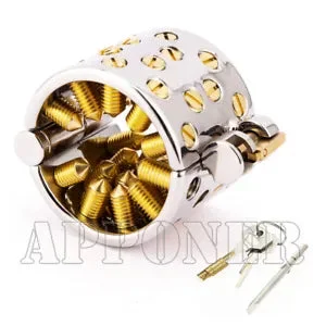 pornhint Pornhint 4 Rows Spikes Scrotum Pendant Male Chastity Device Teeth with Stealth Lock Male