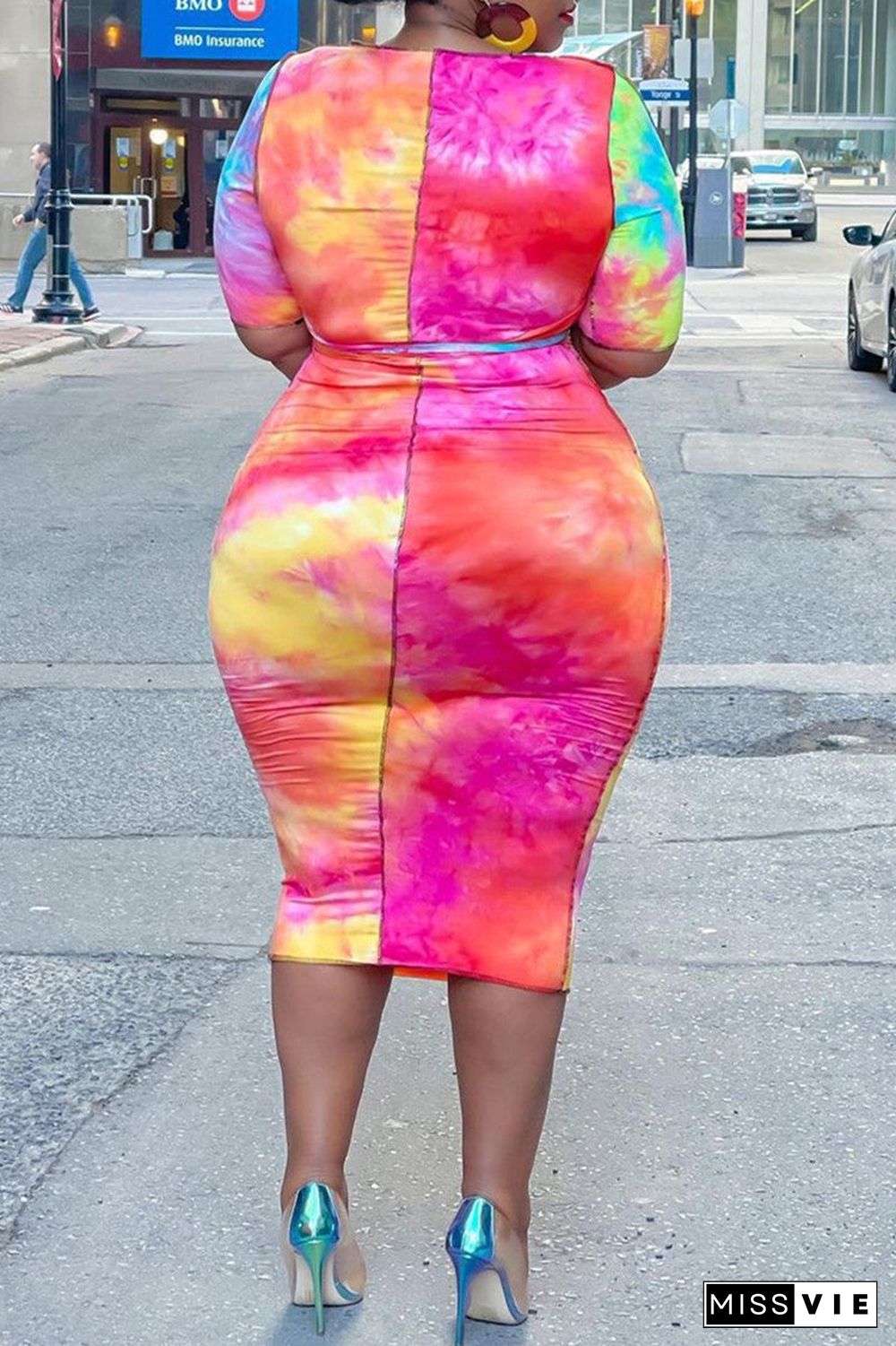 Fashion Sexy Print Hollowed Out O Neck Plus Size Two Pieces