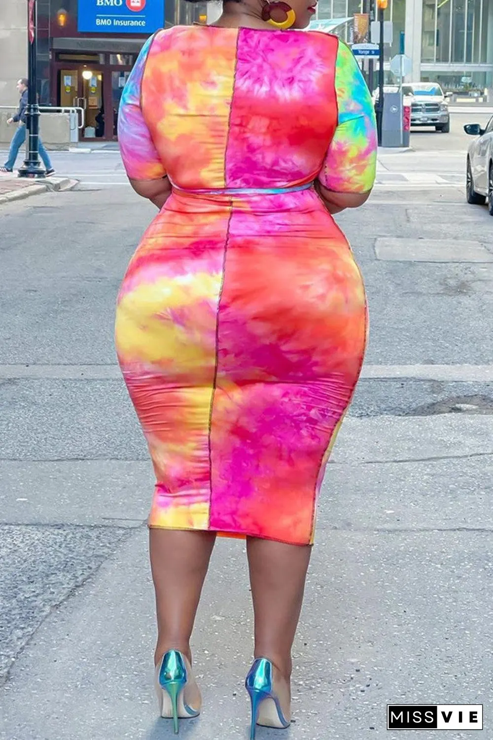 Fashion Sexy Print Hollowed Out O Neck Plus Size Two Pieces