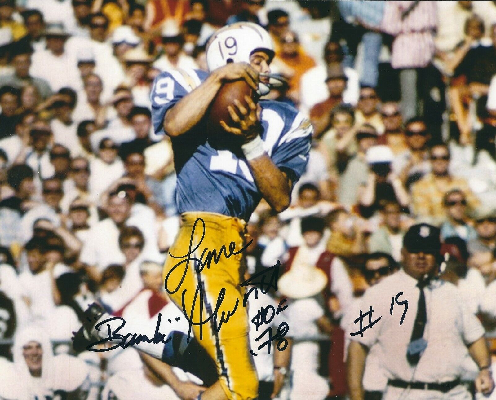 Autographed LANCE ALWORTH HOF 78 Bambi