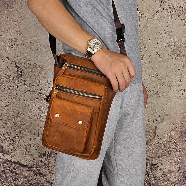 Original Leather Men Design Casual Messenger Shoulder Sling Bag Fashion Multifunction Waist Belt Pack Drop Leg Bag Pouch