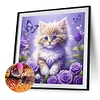 Lila Katze - runder Bohrer Diamantmalerei - 40*40cm