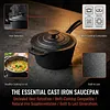 Cast Iron Milk Pot Easy To Clean Non Stick Sauce Pots.Small Cooking Pot with Lid and Long Handle for Restaurant Household Cooking