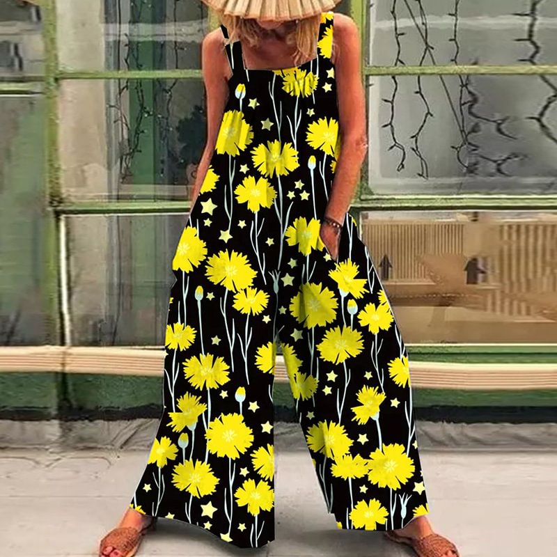 Fashionable Printed Loose Jumpsuit