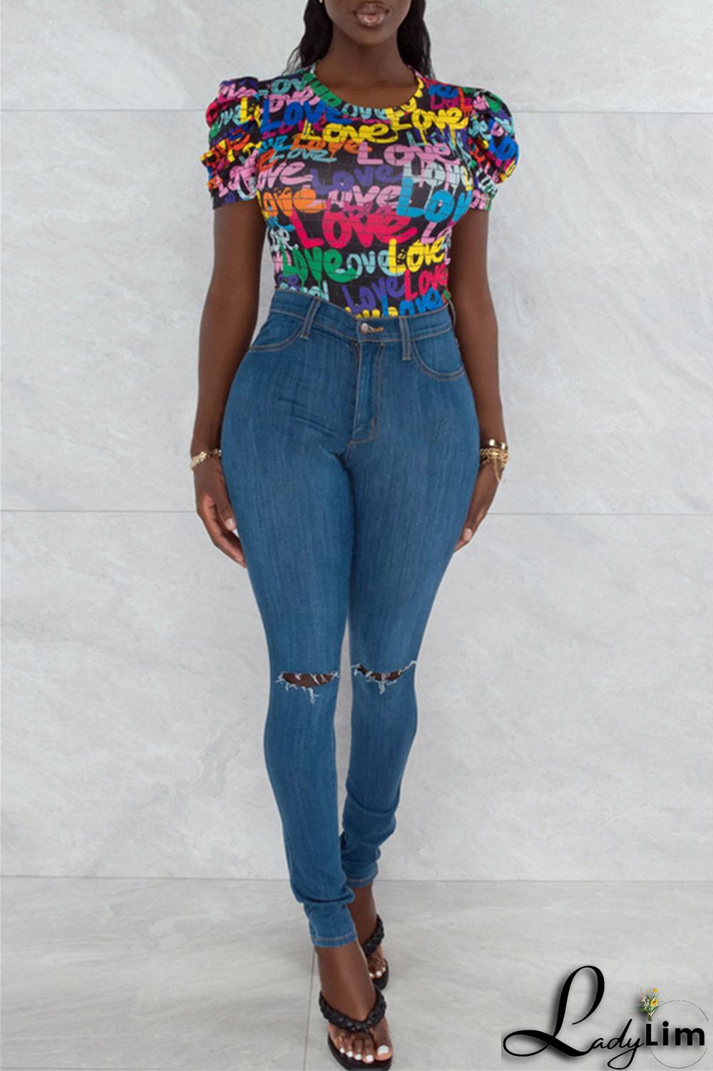 Multicolor Fashion Casual Print Basic O Neck Short Sleeve Skinny Romper