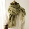 Women's Vintage Mohair Warm Extra Long Tassel Scarf by Inlyline