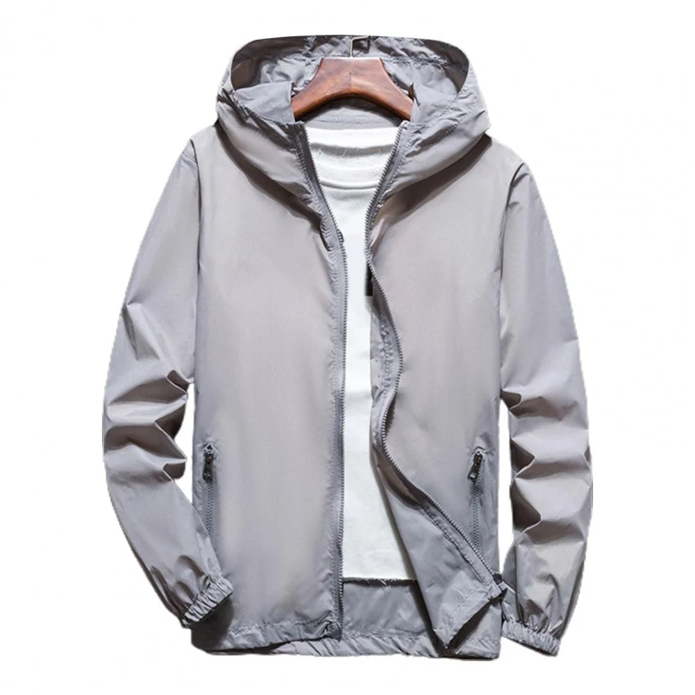 Hooded Placket Windbreaker Jacket Men Women Thin Sun Protection Coat 2023 Spring Autumn New Gray Blue Waterproof Cargo Clothing