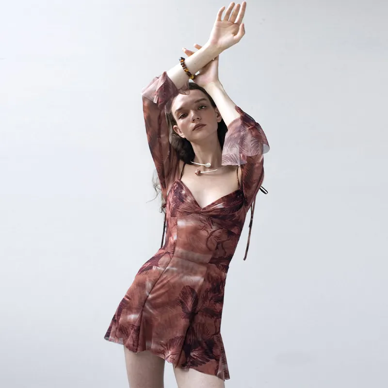 Frill Off-Shoulder Flounce Sleeve Dress main image 1