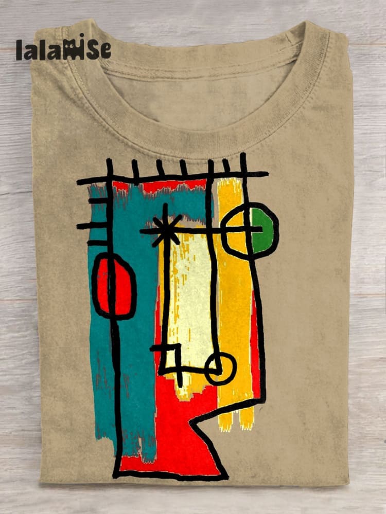 Abstract Art Print Short Sleeve T - Shirt Multicolor / S