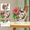 (US Only)2D Flat Flower Cat DIY Desktop Diamond Art Kits Double-Sided Bedroom Table Decor