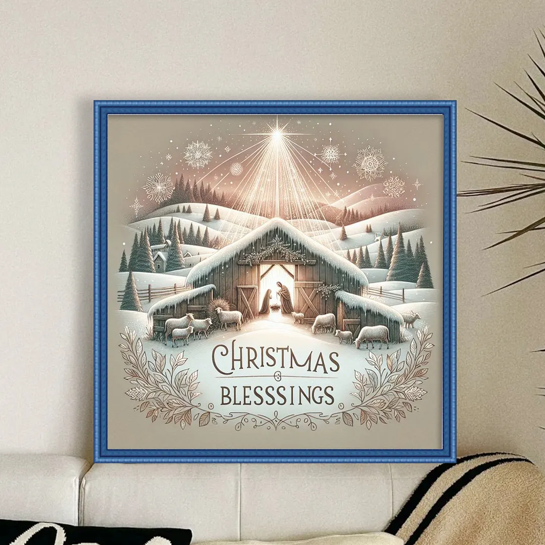 Beige The Birth of Jesus Full 14CT DIY Counted Cross Stitch Kit 40x40cm for Home