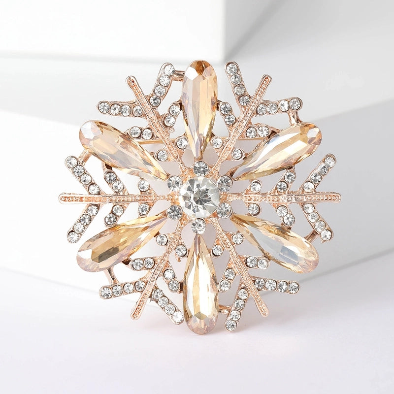 Elegant Pin Snowflake Alloy Inlay Rhinestones Women’s Brooches