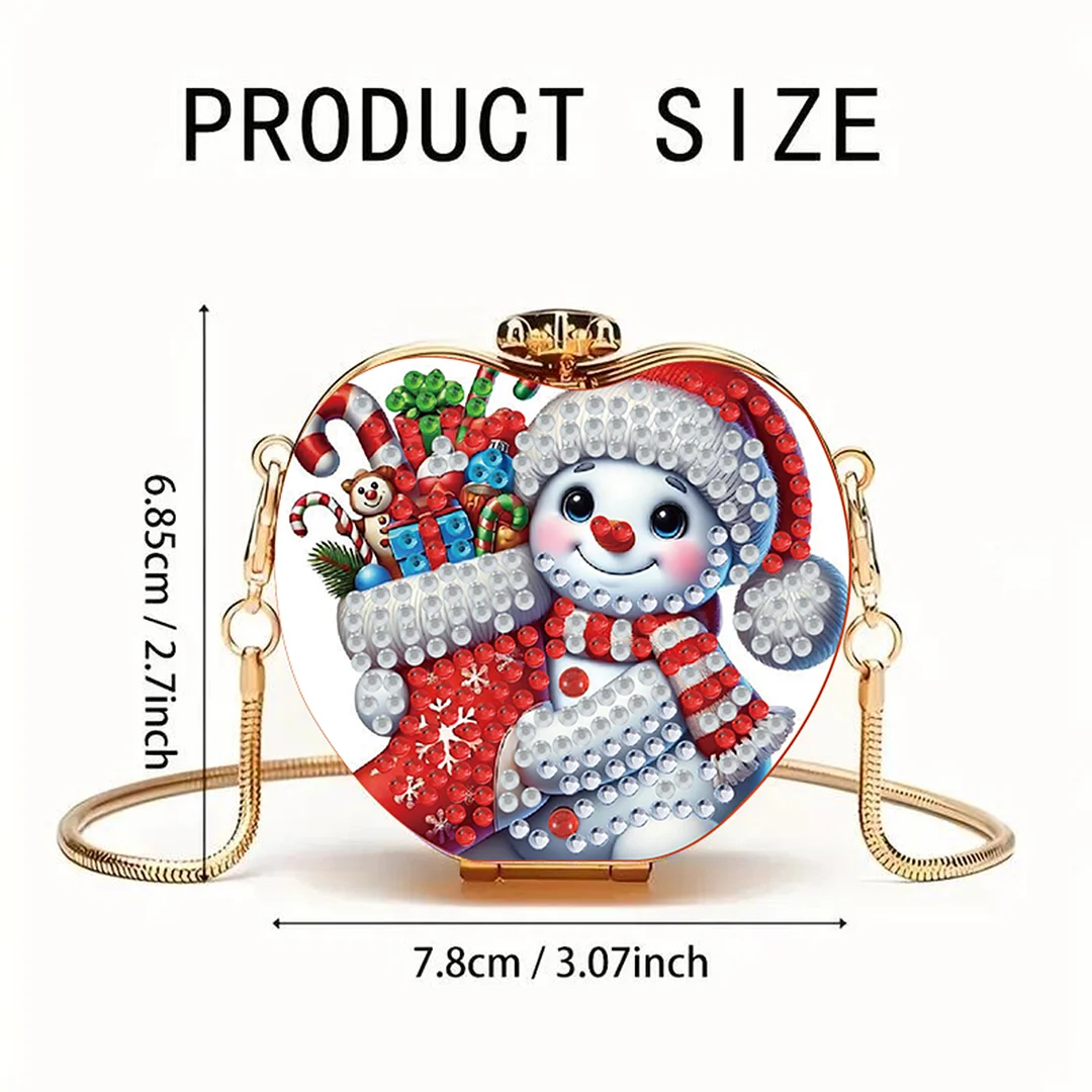 Snowman DIY Acrylic Love Art Diamond Painting Coin Purse with Chain for Women