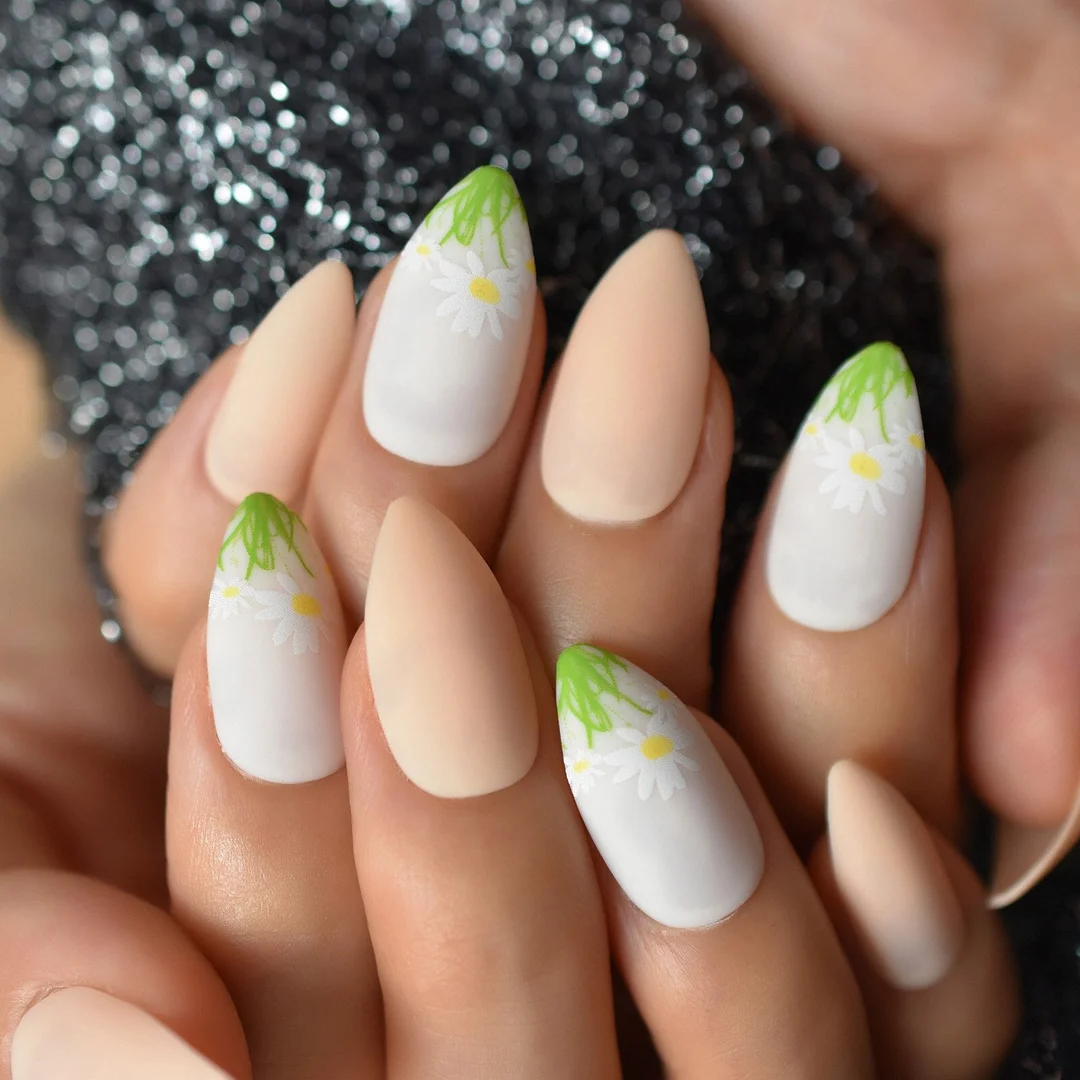 Medium Nail Tips Fingernail Full Cover Coffin Reuseable False Nail Press On Nails French Manicure Nail Art Pre Designs 2021 Aug.-Nail Inspo