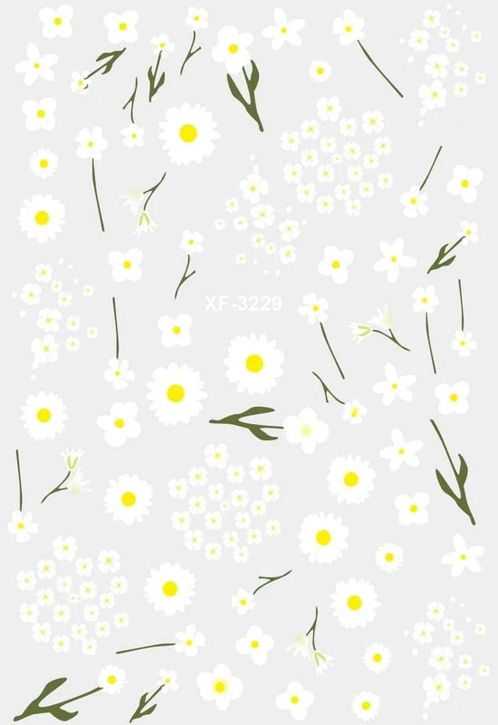 Popular Daisy Nail Sticker for Design Decoration Sunflower Nail Art Decals Adhesive Himawari Sticker for Nail Manicure Design