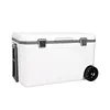 [US Local Warehouse] 70L White Cooler with Wheels Hard Shell Ice Chest Keep Food Warm Rolling Wheeled Camping Cooler for Beach Drink Beverage Picnic Fishing