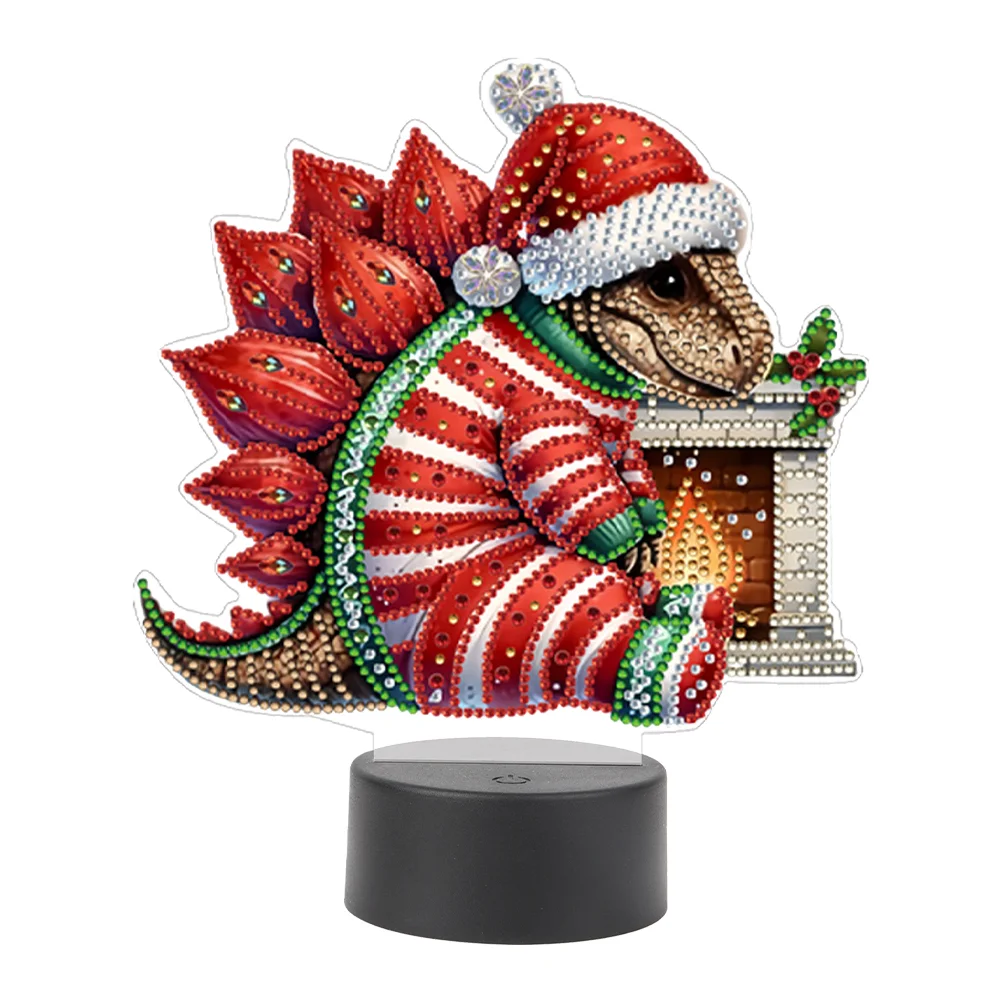 Acrylic Double Sided Butterfly Xmas Dinosaur Diamond Painting LED Night Light