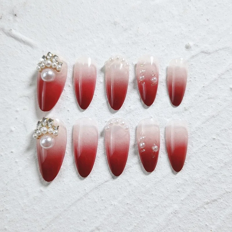 24PCS/box artificial nails with glue Gradients wear long paragraph fashion Manicure patch False nails press on for girls-Nail Inspo