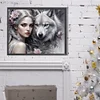 (50*40cm)Girl Wolf - Full Round Drill Diamond Painting