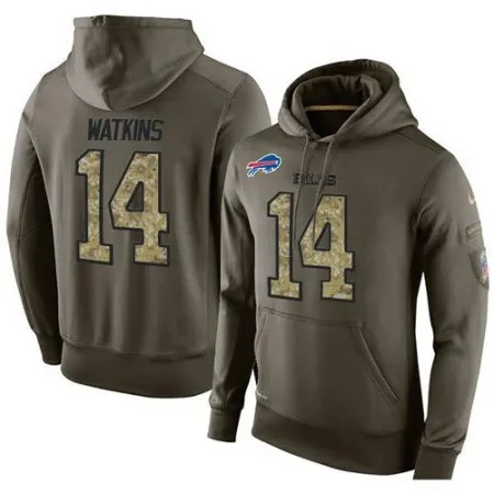 NFL Men's  Buffalo Bills #14 Sammy Watkins Stitched Green Olive Salute To Service KO Performance Hoodie