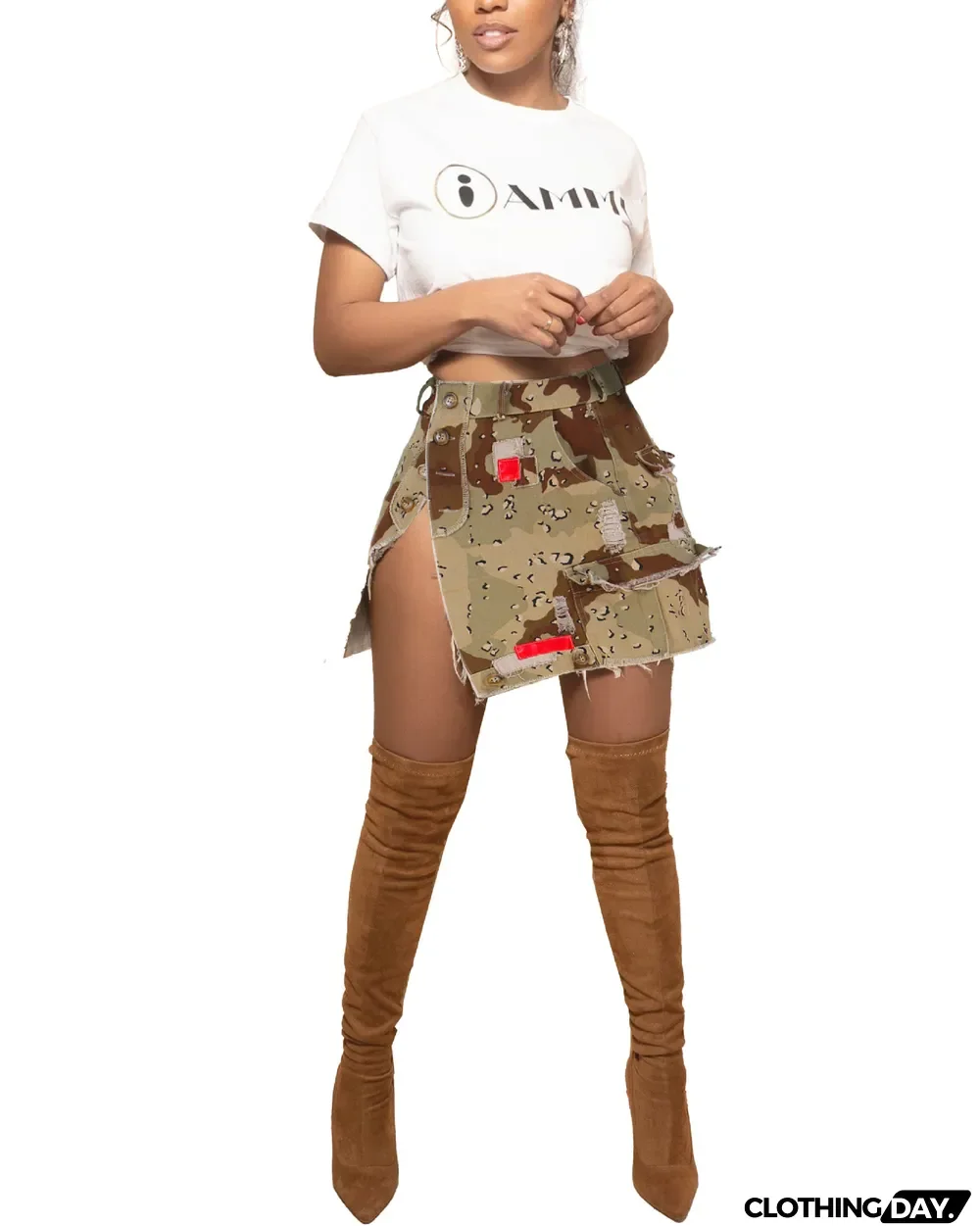 Fashion Camouflage Split Skirt