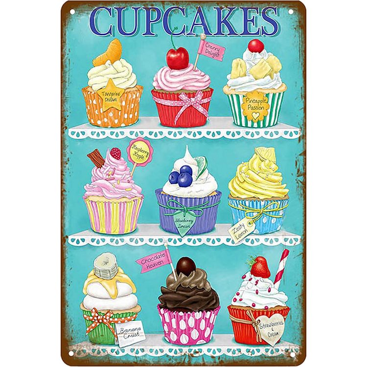 Cupcake - Vintage Tin Signs/Wooden Signs - 7.9x11.8in & 11.8x15.7in